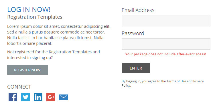 Error Message: Your Package Doesn't Include Post Event Access