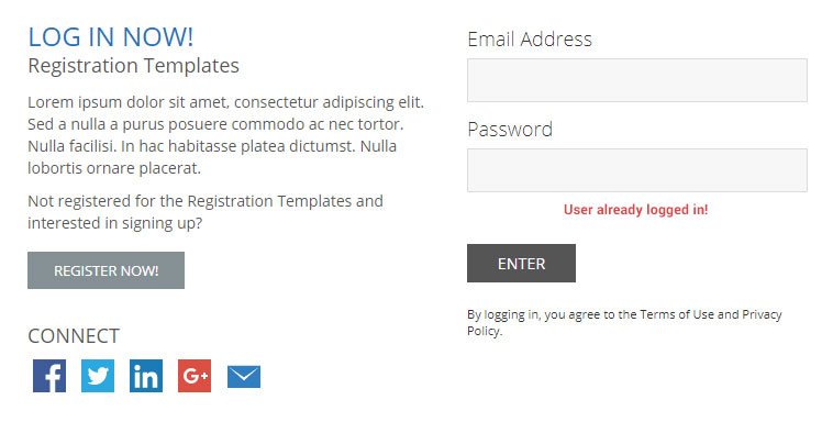 Error Message: User Already Logged In Message