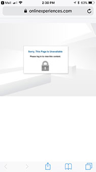 Error Message: Received when accessing through iPhone