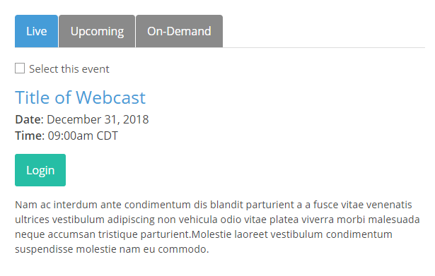Webcast List Display