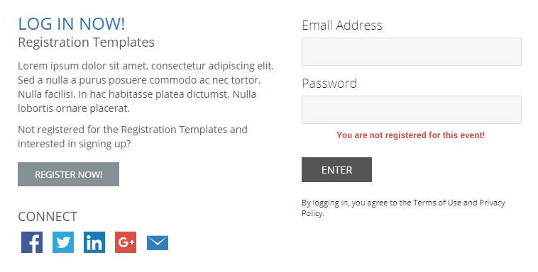 Error Message: You are not registered for this event